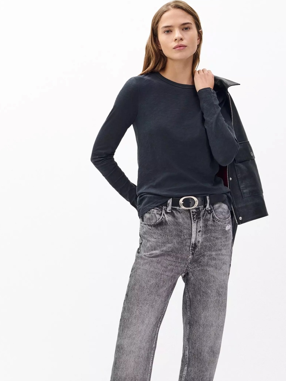 rag & bone The Slub Long Sleeve Tee Black S NWT